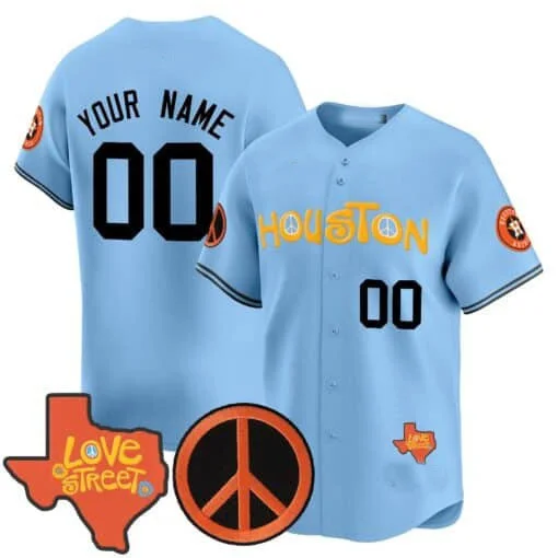 Custom Houston Astros Love Street & Peace Sign Patch Vapor Premier Limited V2 – All Stitched Baseball Jersey