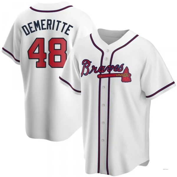 Atlanta Braves #48 Travis Demeritte White Home Jersey Stitches Baseball Jerseys