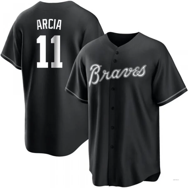 Atlanta Braves #11 Orlando Arcia White Black Jersey Stitches Baseball Jerseys