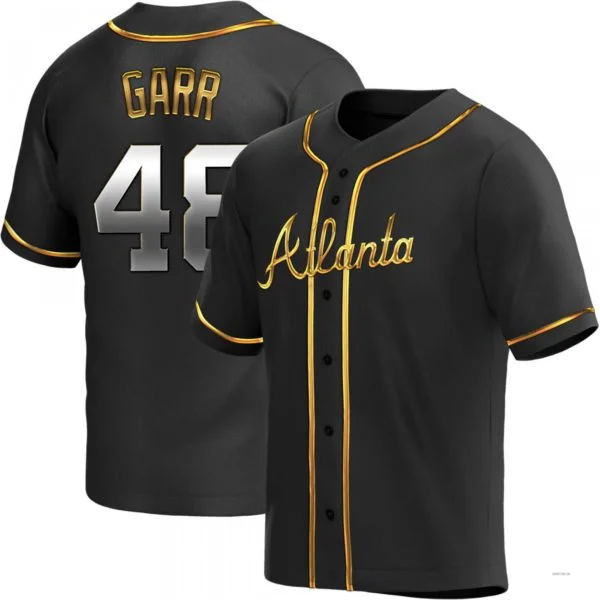 Atlanta Braves #48 Ralph Garr Black Golden Alternate Jersey Stitches Baseball Jerseys