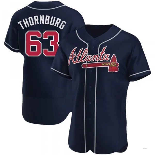 Atlanta Braves #63 Tyler Thornburg Navy Alternate Jersey Stitches Baseball Jerseys