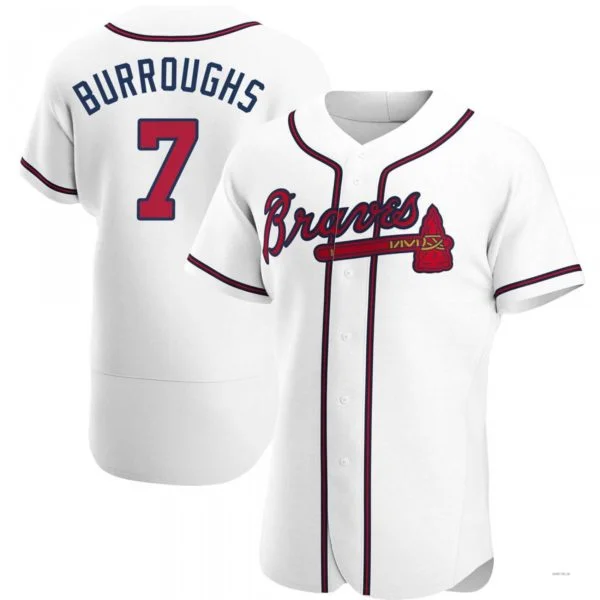 Atlanta Braves #7 Jeff Burroughs White Home Jersey Stitches Baseball Jerseys