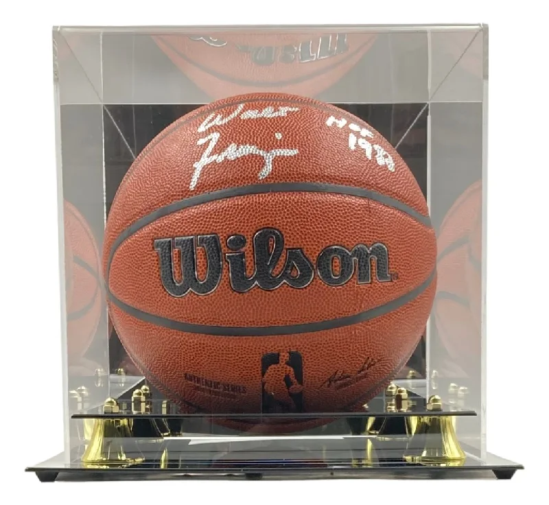 Walt Frazier Knicks Signed NBA Wilson I/O Basketball HOF 1987 BAS ITP w/ Case