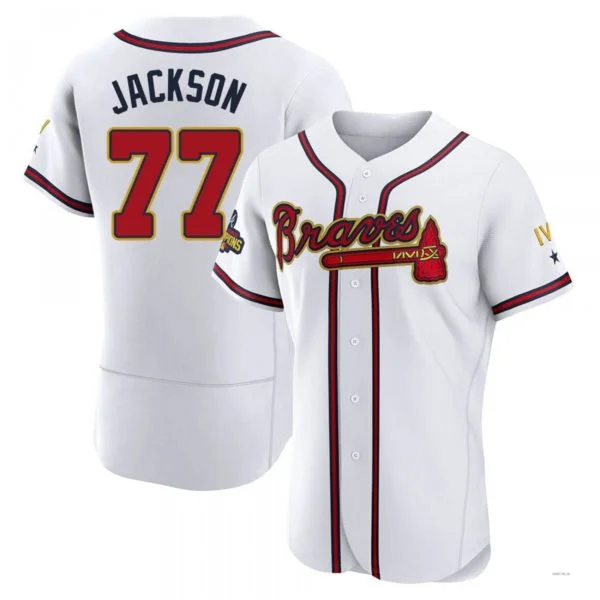 Atlanta Braves #77 Luke Jackson Gold White 2022 Program Jersey Stitches Baseball Jerseys