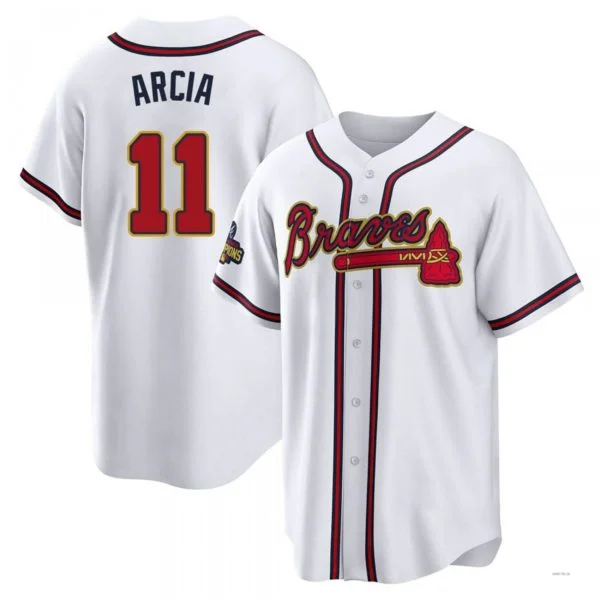 Atlanta Braves #11 Orlando Arcia Gold White 2022 Program Jersey Stitches Baseball Jerseys