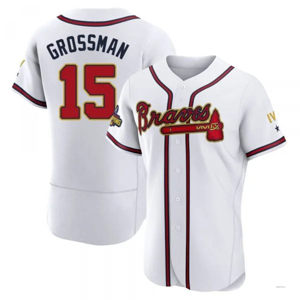 Atlanta Braves #15 Robbie Grossman Gold White 2022 Program Jersey Stitches Baseball Jerseys