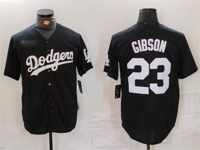 Los Angeles Dodgers #23 Kirk Gibson Black Cool Base Stitched Baseball Jersey