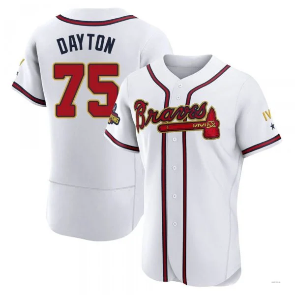 Atlanta Braves #75 Grant Dayton Gold White 2022 Program Jersey Stitches Baseball Jerseys