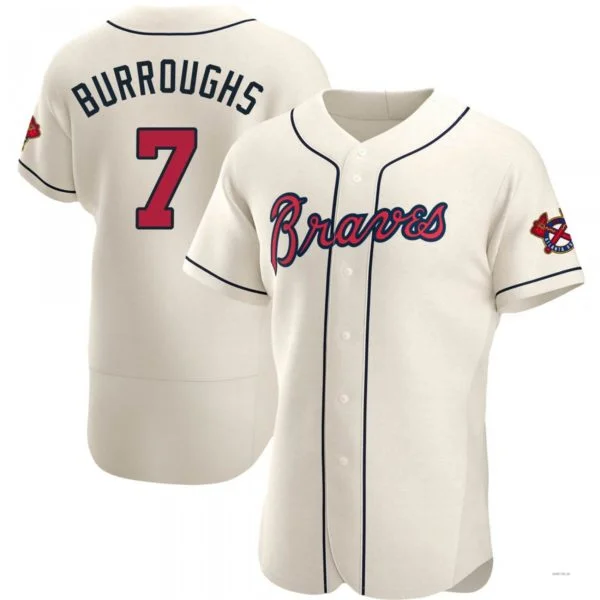 Atlanta Braves #7 Jeff Burroughs Cream Alternate Jersey Stitches Baseball Jerseys