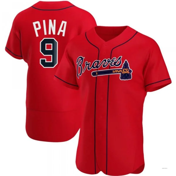 Atlanta Braves #9 Manny Pina Red Alternate Jersey Stitches Baseball Jerseys