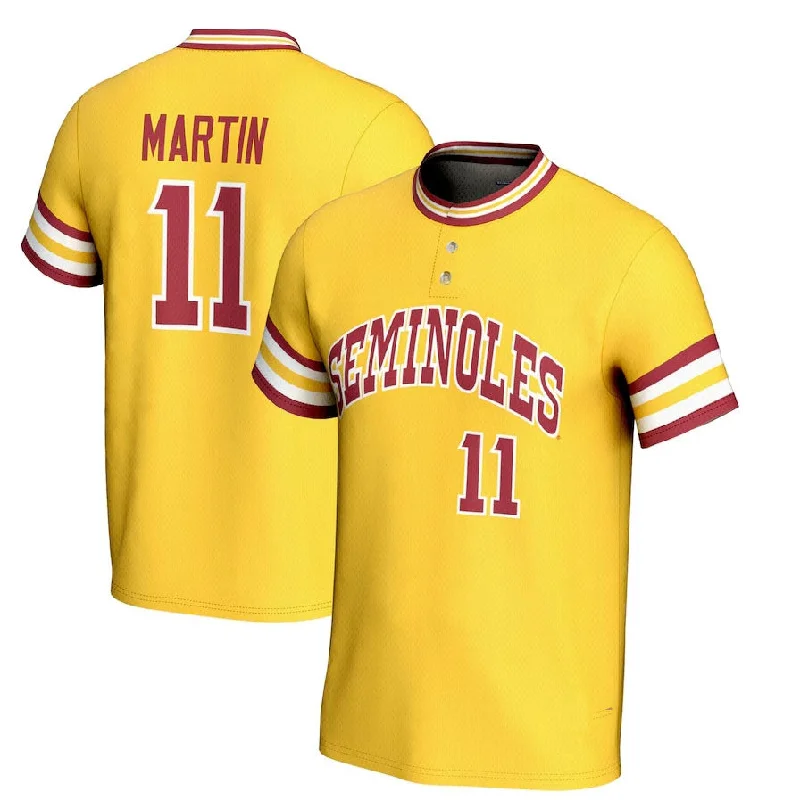 F.State Seminoles #11 Mike Martin GameDay Greats Unisex Lightweight Baseball Jersey - Gold American College Jerseys