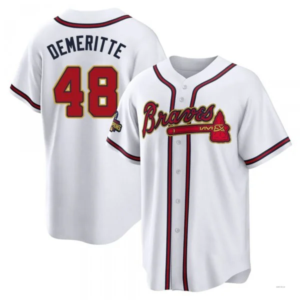 Atlanta Braves #48 Travis Demeritte Gold White 2022 Program Jersey Stitches Baseball Jerseys