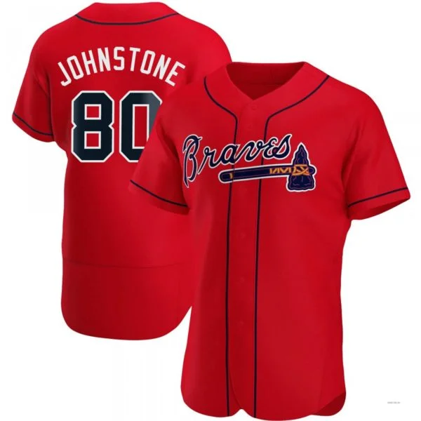 Atlanta Braves #80 Connor Johnstone Red Alternate Jersey Stitches Baseball Jerseys