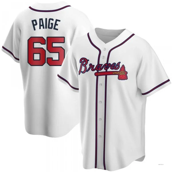 Atlanta Braves #65 Satchel Paige White Home Jersey Stitches Baseball Jerseys