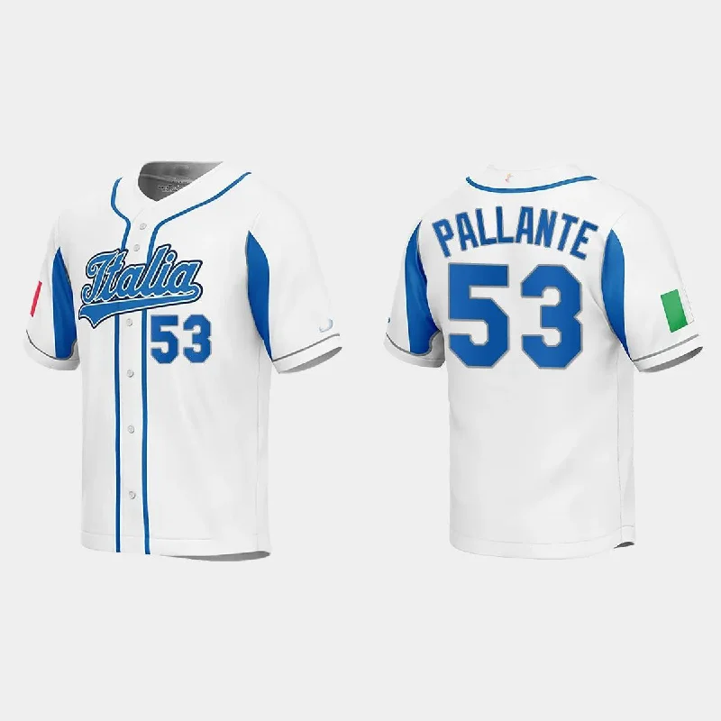 #53 ANDRE PALLANTE ITALY BASEBALL 2023 WORLD BASEBALL CLASSIC JERSEY ¨C WHITE Stitches Baseball Jerseys