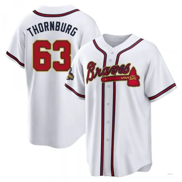 Atlanta Braves #63 Tyler Thornburg Gold White 2022 Program Jersey Stitches Baseball Jerseys