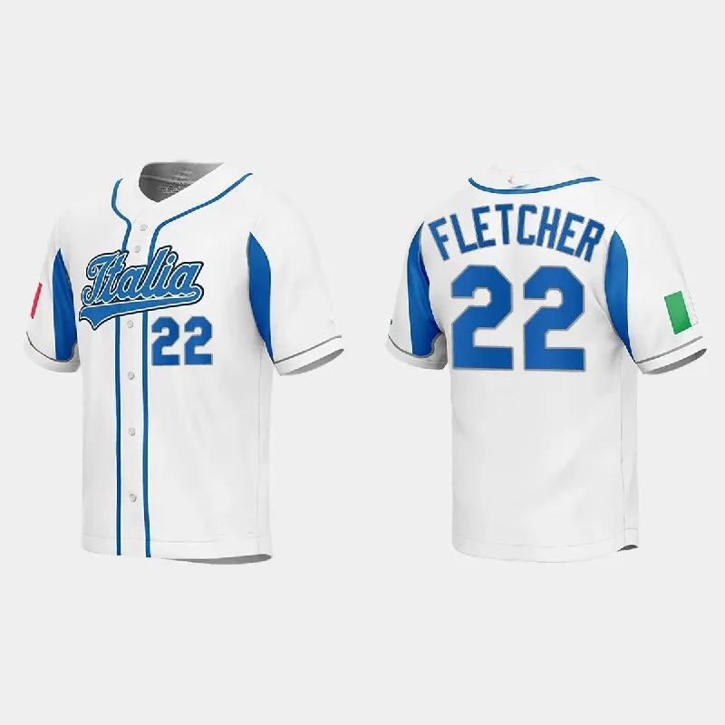 #22 DAVID FLETCHER ITALY BASEBALL 2023 WORLD BASEBALL CLASSIC JERSEY ¨C WHITE Stitches Baseball Jerseys