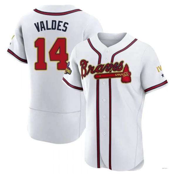 Atlanta Braves #14 Javier Valdes Gold White 2022 Program Jersey Stitches Baseball Jerseys