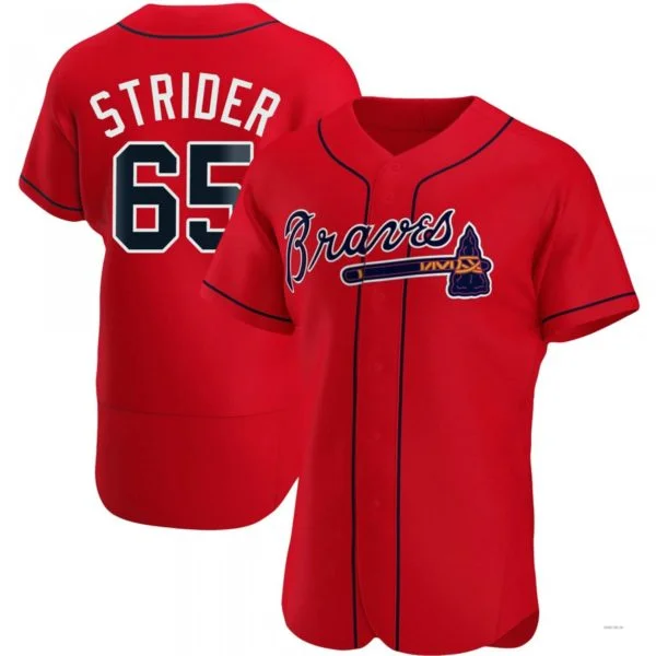 Atlanta Braves #65 Spencer Strider Red Alternate Jersey Stitches Baseball Jerseys