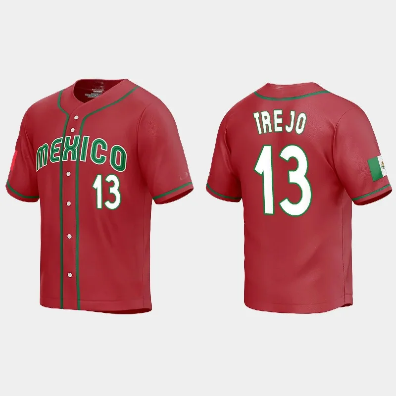 #13 ALAN TREJO MEXICO BASEBALL 2023 WORLD BASEBALL CLASSIC REPLICA JERSEY ¨C RED  Stitches Baseball Jerseys