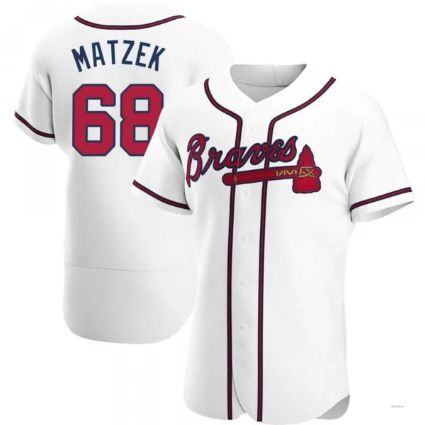 Atlanta Braves #68 Tyler Matzek White Home Jersey Stitches Baseball Jerseys