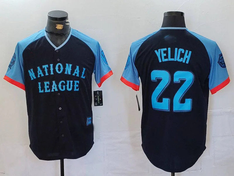 Milwaukee Brewers #22 Christian Yelich Navy 2024 All Star Limited Stitched Baseball Jerseys