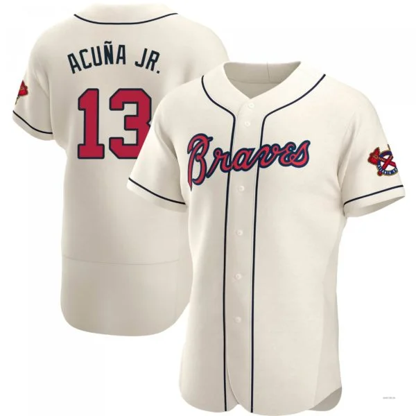 Atlanta Braves #13 Ronald Acuna Jr. Cream Alternate Jersey Stitches Baseball Jerseys