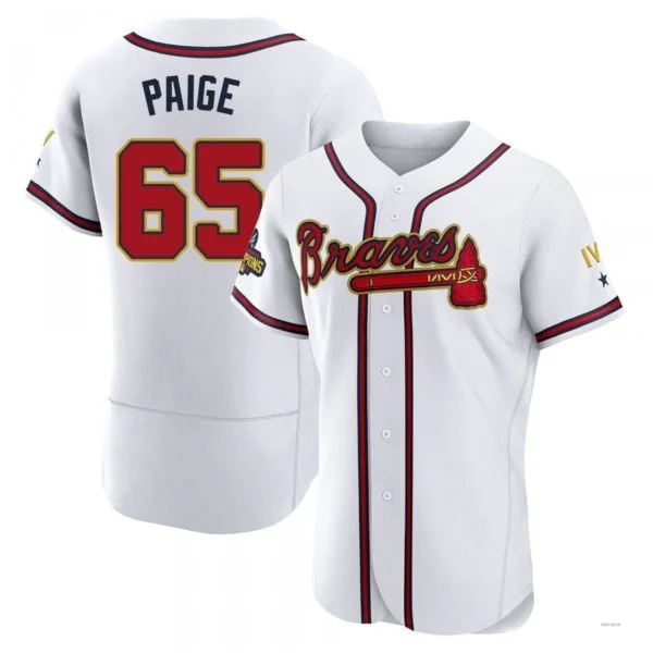 Atlanta Braves #65 Satchel Paige Gold White 2022 Program Jersey Stitches Baseball Jerseys