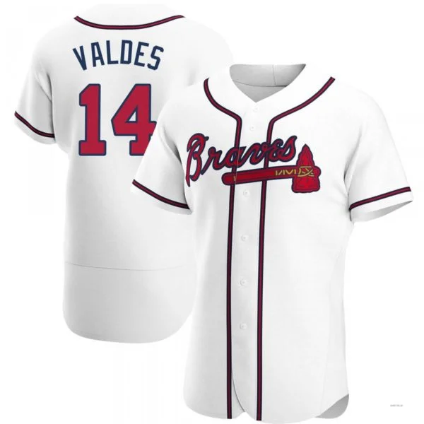 Atlanta Braves #14 Javier Valdes White Home Jersey Stitches Baseball Jerseys