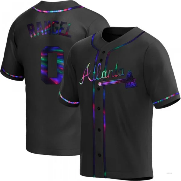 Atlanta Braves #0 Alan Rangel Black Holographic Alternate Jersey Stitches Baseball Jerseys