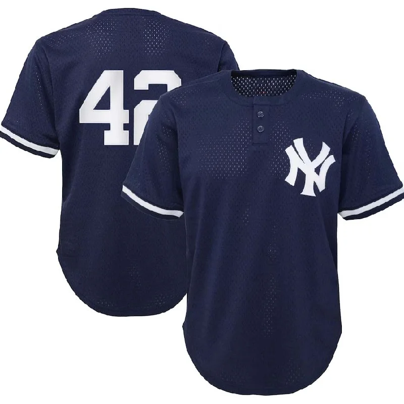 New York Yankees #42 Mariano Rivera Mitchell & Ness Cooperstown Collection Mesh Batting Practice Jersey - Navy Stitches Baseball Jerseys