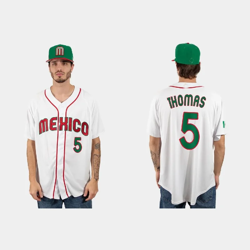 #5 ALEK THOMAS MEXICO BASEBALL 2023 WORLD BASEBALL CLASSIC JERSEY ¨C WHITE Stitches Baseball Jerseys