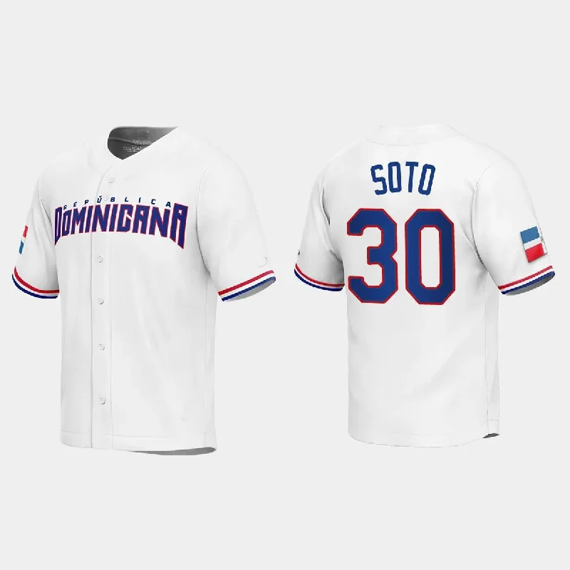 #30 GREGORY SOTO DOMINICAN REPUBLIC BASEBALL 2023 WORLD BASEBALL CLASSIC REPLICA JERSEY ¨C WHITE Stitches Baseball Jerseys