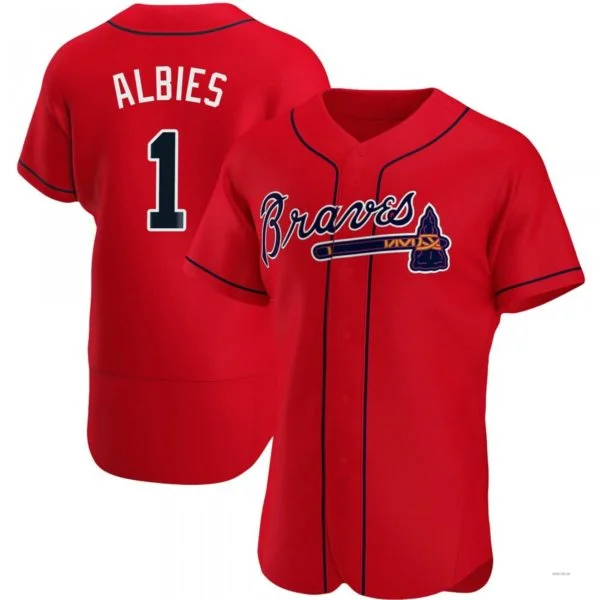 Atlanta Braves #1 Ozzie Albies Red Alternate Jersey Stitches Baseball Jerseys