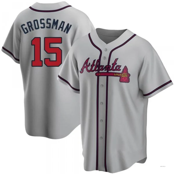 Atlanta Braves #15 Robbie Grossman Gray Road Jersey Stitches Baseball Jerseys