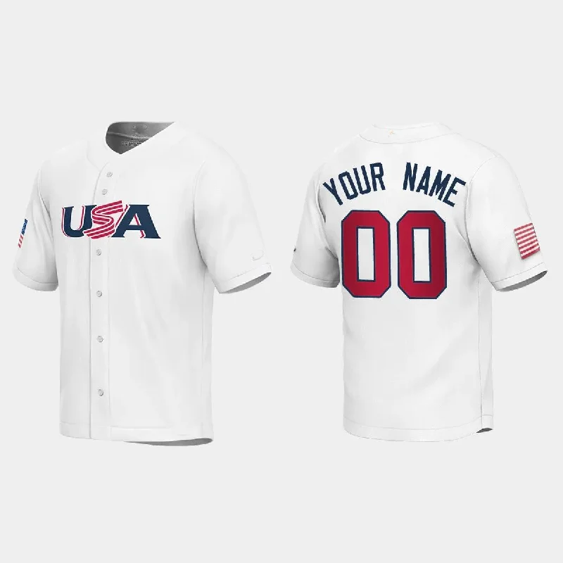 CUSTOM YOUTH USA BASEBALL CUSTOM WHITE 2023 WORLD BASEBALL CLASSIC REPLICA JERSEY Stitches Baseball Jerseys