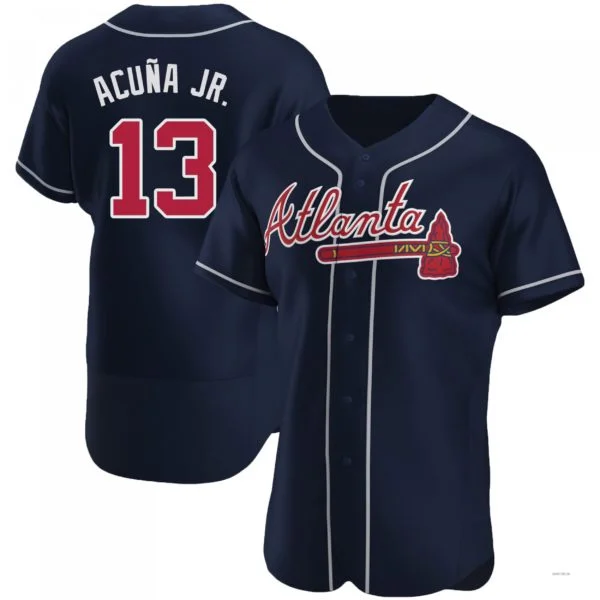 Atlanta Braves #13 Ronald Acuna Jr. Navy Alternate Jersey Stitches Baseball Jerseys