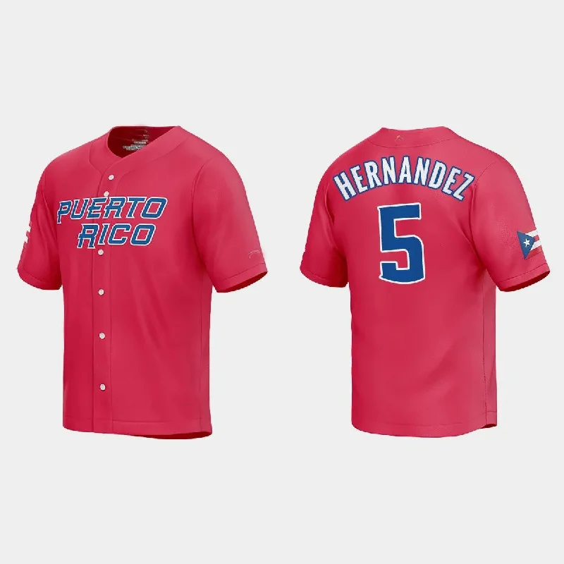 #5 ENRIQUE HERNANDEZ WORLD BASEBALL CLASSIC 2023 WORLD BASEBALL CLASSIC JERSEY ¨C RED Stitches Baseball Jerseys