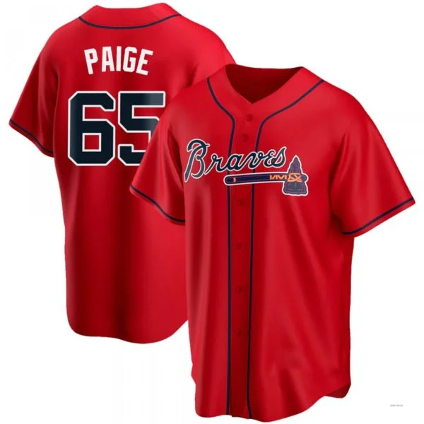 Atlanta Braves #65 Satchel Paige Red Alternate Jersey Stitches Baseball Jerseys