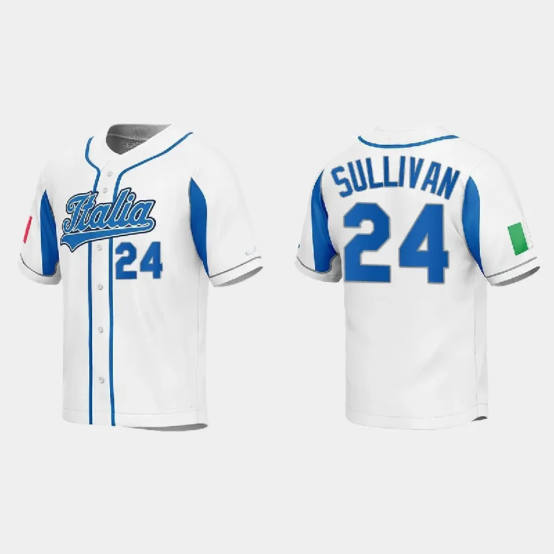 #24 BRETT SULLIVAN ITALY BASEBALL 2023 WORLD BASEBALL CLASSIC JERSEY ¨C WHITE Stitches Baseball Jerseys