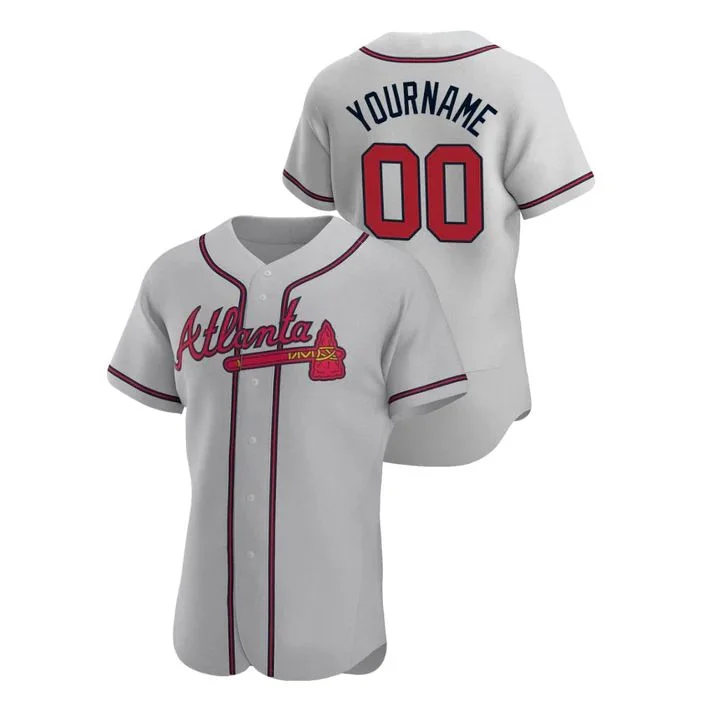 Custom Atlanta Braves Gray Jersey Stitched  Baseball Jerseys