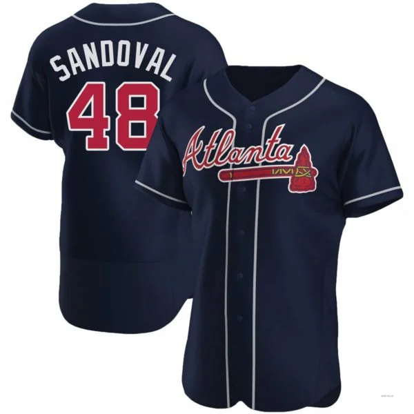 Atlanta Braves #48 Pablo Sandoval Navy Alternate Jersey Stitches Baseball Jerseys