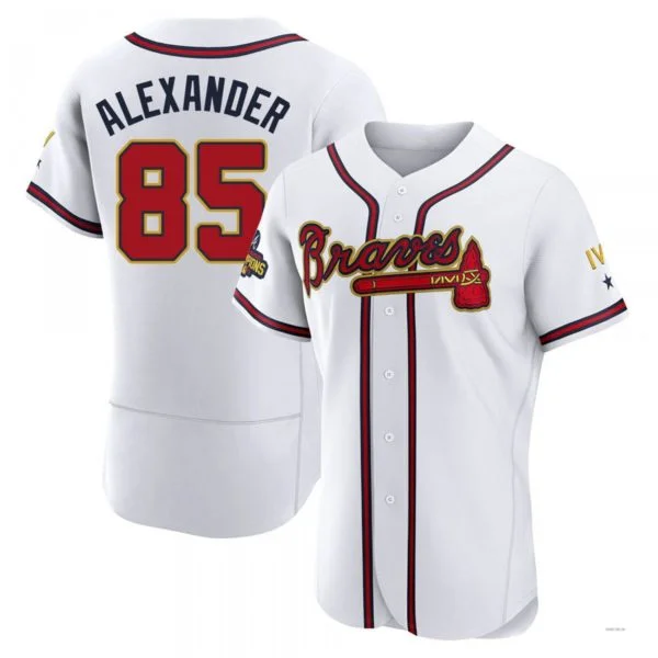 Atlanta Braves #85 CJ Alexander Gold White 2022 Program Jersey Stitches Baseball Jerseys