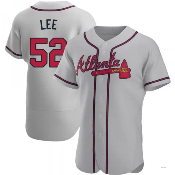 Atlanta Braves #52 Dylan Lee Gray Road Jersey Stitches Baseball Jerseys