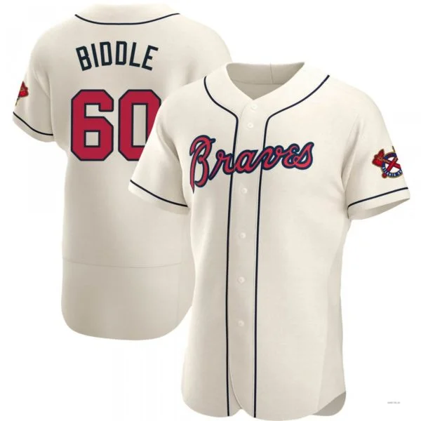 Atlanta Braves #60 Jesse Biddle Cream Alternate Jersey Stitches Baseball Jerseys