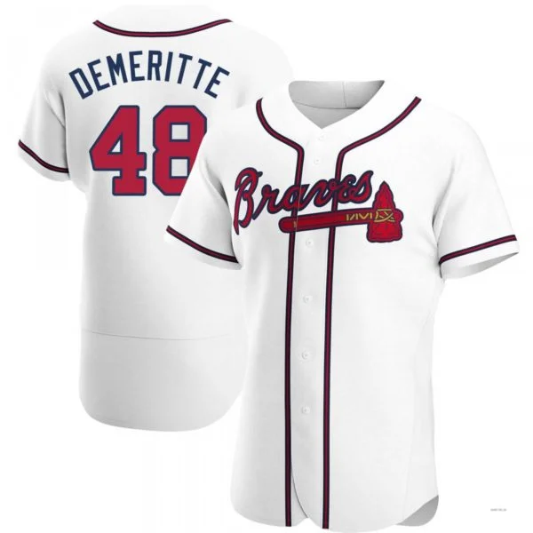 Atlanta Braves #48 Travis Demeritte White Home Jersey Stitches Baseball Jerseys