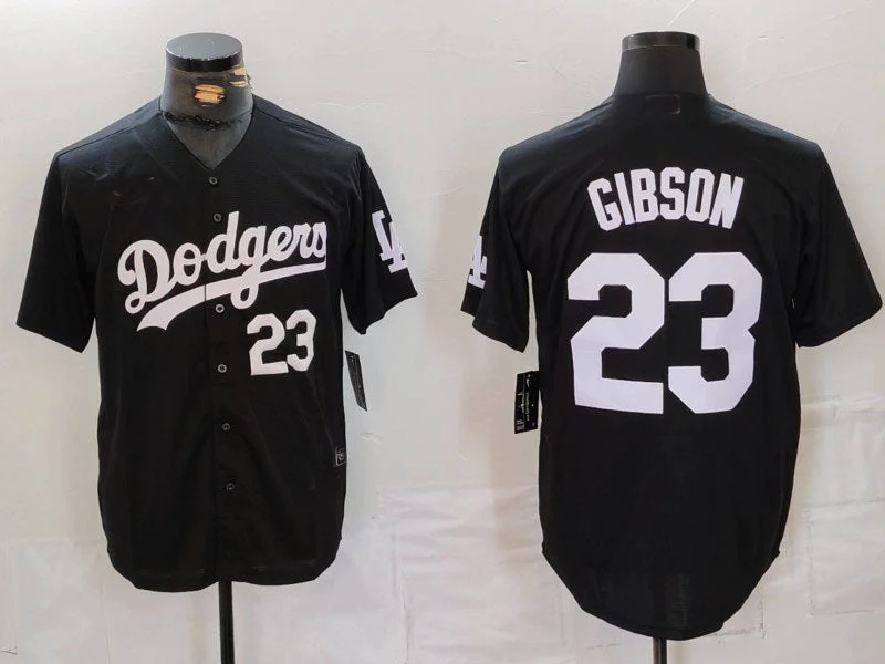 Los Angeles Dodgers #23 Kirk Gibson Number Black Cool Base Stitched Baseball Jersey