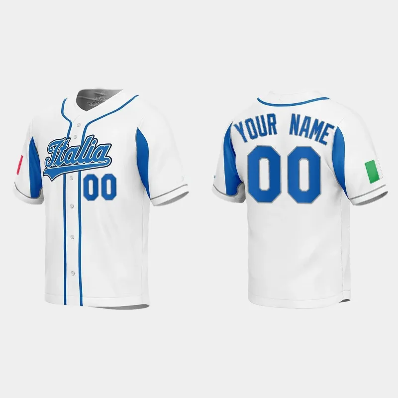 CUSTOM ITALY BASEBALL 2023 WORLD BASEBALL CLASSIC JERSEY WHITE Stitches Baseball Jerseys