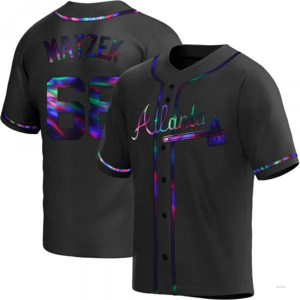 Atlanta Braves #68 Tyler Matzek Black Holographic Alternate Jersey Stitches Baseball Jerseys