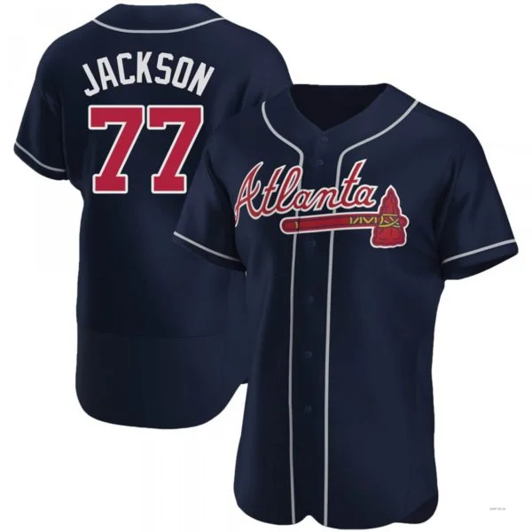 Atlanta Braves #77 Luke Jackson Navy Alternate Jersey Stitches Baseball Jerseys